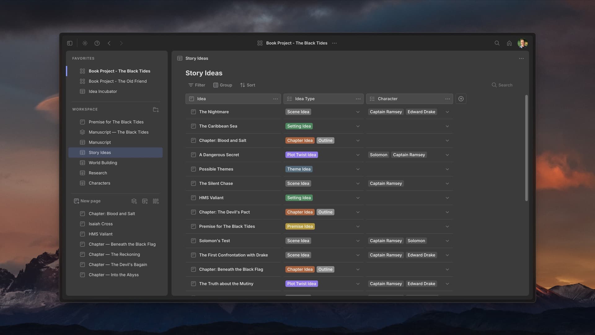 A screenshot of Speare in dark mode.